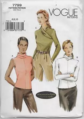EASY Vogue Sewing Pattern 7799 Misses' TOP Stretch Knit Pullover Close Fit 6-10 • $11.99