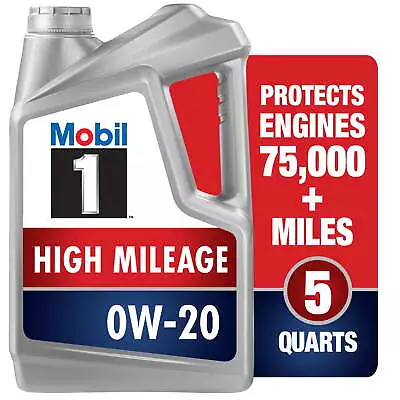 Mobil 1 High Mileage Full Synthetic Motor Oil 0W-20 5 Qt • $27.97