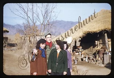 Pretty Women Military Man Village Korea 35mm Slide 1950s Red Border Kodachrome • $24.99