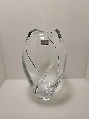 Mikasa Tulip Vase Slovenia Finesse Cut Crystal Clear Scalloped Rim 11  Tall • $34.99