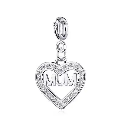 Mum Heart Charm Created With Zircondia® Crystals • £6.99
