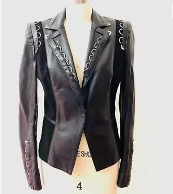 Stunning RARE Runway Couture Versace Black Leather Jacket - Women • $575