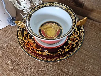 VERSACE Rosenthal MEDUSA RED Cream Soup & Saucer • $219