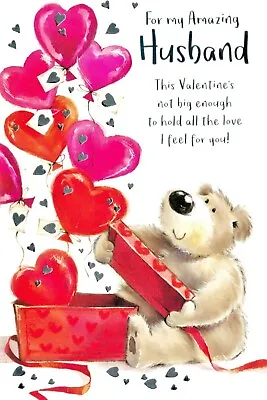 HUSBAND VALENTINE CARD Large 9 X6  LOVELY WORDS VALANTINES VALENTINES HEARTS • £3.29