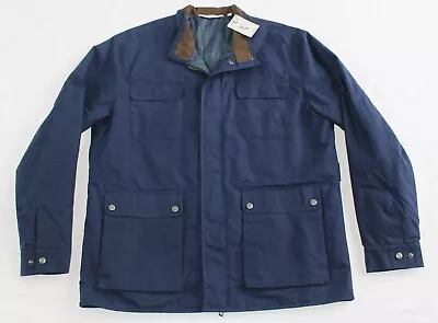 New $298 Peter Millar WAXED COTTON Safari Field Jacket Men XL X-LARGE Navy Blue • $125.99