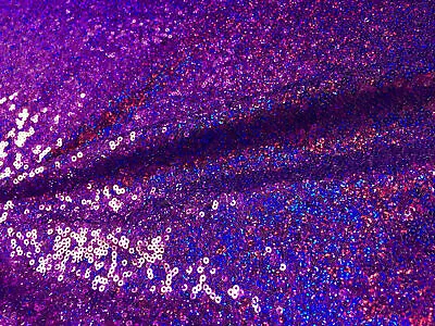£1.20 • Buy Purple Iridescent Hologram 3mm Sequin Bling Sparkly Fabric 130cm Wide