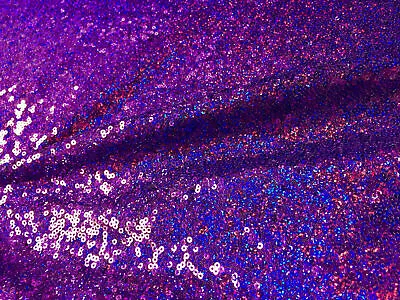 Purple Iridescent Hologram 3mm Sequin Bling Sparkly Fabric 130cm Wide • £4.20