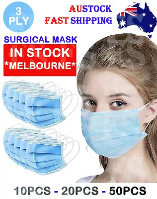 50 Pcs Face Mask Mouth Masks Surgical 3 Ply Protective Cover Ce Certified • $37.95