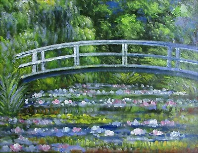 Claude Monet The Japanese Bridge Repro Quality Hand Painted Oil Painting 12x16in • $57.95