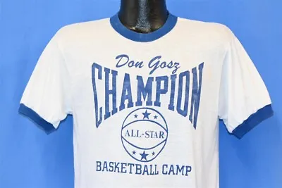 Vtg 80s DON GOSZ CHAMPION ALL STAR CAMP BASKETBALL MIKASA WISCONSIN T-shirt L • $33