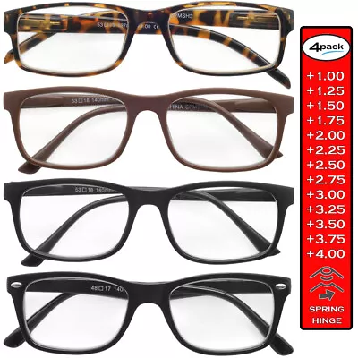 Reading Glasses Mens Womens Readers 4 Pack Spring Hinge Readers Unisex Eyeglass • $9.95