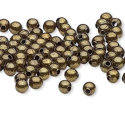 100 Antique Bronze Brass Steel Metal Round Spacer Accent Beads Small - Big • $2.69