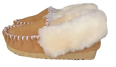 $44.95 • Buy Moccasins Slippers CHESTNUT Australian Wool Sheepskin Fleece 4-13 Ugg Mocassin