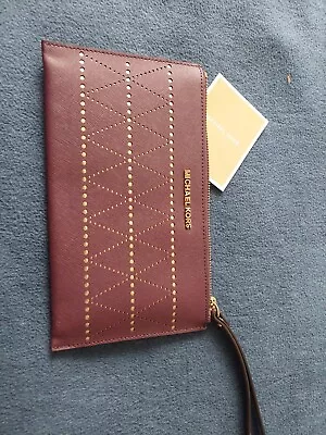Michael Kors Burgundy Leather Clutch Bag/ Purse. N E W With Label. • £5.50