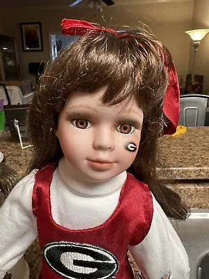 Vintage University Of Georiga UGA Bulldogs Cheerleader Collegiate Porcelain Doll • $45