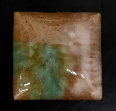 Small Malibu Vintage Pillow Tile Mottled Tan Beige & Green Glaze California • $15