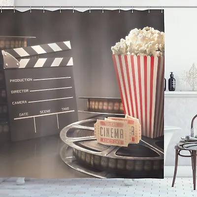 Movie Theater Shower Curtain Motion Picture Print For Bathroom • $36.99