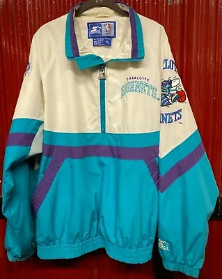 $159.99 • Buy Vintage Starter Charlotte Hornets Jacket Windbreaker Pullover Embroidered NBA XL