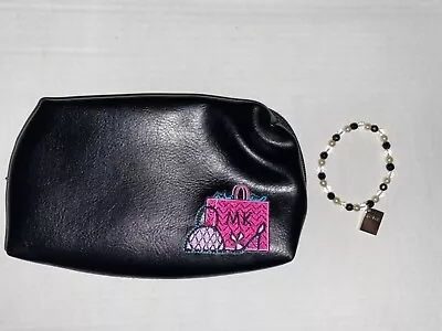 Mary Kay  - The Look - Black Glass Faux Pearl Stretch Charm Bracelet & Bag • $17.50