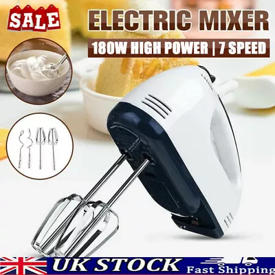 Electric Handheld Whisk 7-Speed Hand Mixer Kitchen Egg Beater Cream Cake Blender • £9.68