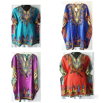 Women Clothing Dashiki Print Poncho Top Shirt Hippie Short Dress Free Size  • £16.37