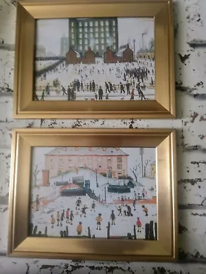 £15.54 • Buy X 2 Ls Lowry Metallic Gold Coloured Framed Prints.
