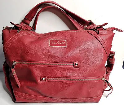 MISS GUSTTO Red FAUX Leather Large Relaxed Tote Bag Hobo Satchel Handbag • $14.99