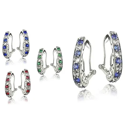 Sterling Silver 2.5ct Created Oval Clutchless Earrings - 4 Colors • $24.99