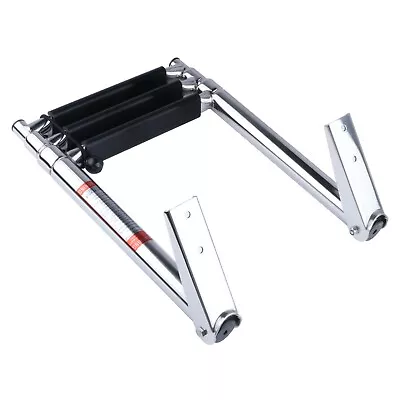 Marine Stainless Steel Telescoping 3 Step Boat Ladder Folding Heavy Duty Ladder • $56.90