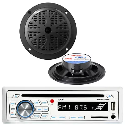 Marine Boat Yacht CD MP3 SD USB AM/FM Radio/ Wireless Bluetooth & 2 Speakers Pkg • $91.49