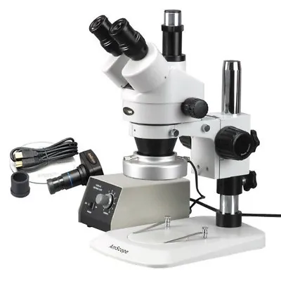 AmScope 3.5X-90X Stereo Zoom Microscope W Aluminum 80-LED Light + 5MP Camera • $678.99