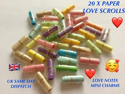 £2.99 • Buy 20 Clear Message Capsules Paper Love Scrolls Mini Wish Bottle Love Notes Charms 