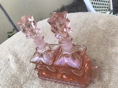 Vintage Czech Crystal Jizerske Vanity Set Perfume Bottles & Tray Rare • $69