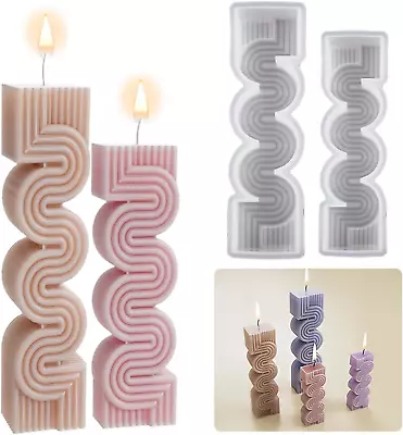 2 Pack S Geometry Candle Mold Geometric Lines Mold Spiral Candle Mold Pillar Res • $22.99