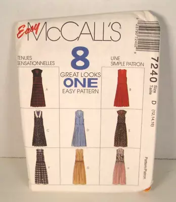 McCall's 8 Great Looks Easy 7240 Jumpers & Jumpsuits Misses' 12-16 Pattern Uncut • $7.75