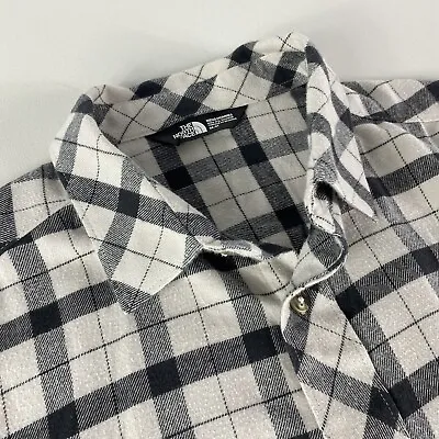 The North Face Flannel Button Down Up Shirt Adult Medium Black White Plaid Mens • $28.50