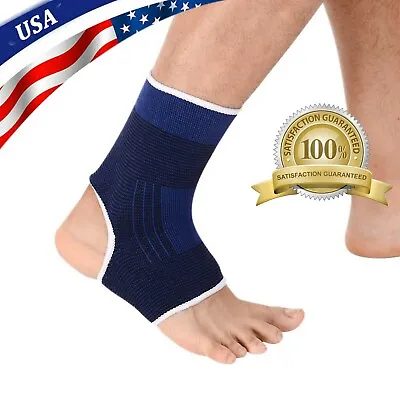 1 Pair Blue Ankle Sports Support Brace Compression Sleeve Foot Pain Relief • $4.95