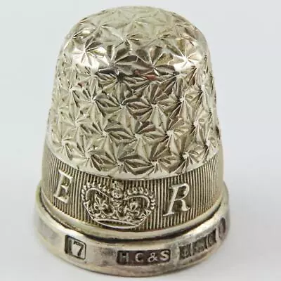 Vintage 1952 Queen Elizabeth Coronation Souvenir English Sterling Silver Thimble • $15.50