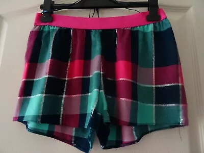 Lovely Tartan/checked Pattern Pyjama/lounge Shorts-size 8-pinknavyaqua Blue • £3.40