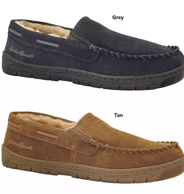 Eddie Bauer Men's West Haven Suede Memory Foam Slipper Color Tan & Gray • $34.99