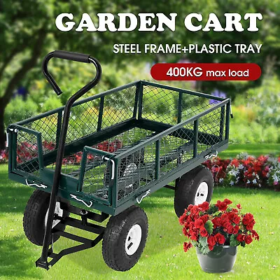 Mesh Garden Cart 400kg Heavy Duty Trolley Wagon Steel Removable Side Hand Truck • $129.90