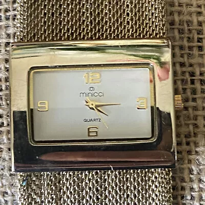 Minicci Gold Toned Women's Mesh Band Wristwatch New Battery • $20