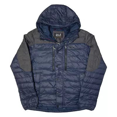 JACK WOLFSKIN Mens Puffer Jacket Blue Hooded L • £49.99