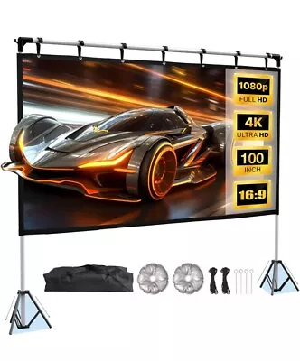 Towond Projector Screen With Stand 100 Inch Carry Bag Backyard Movie Night • $34