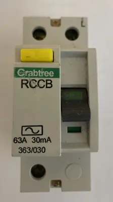 CRABTREE 63 AMP 30mA DOUBLE POLE RCCB RCD TYPE AC STARBREAKER 363/030 • £10
