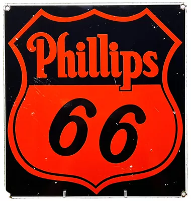 Vintage Phillips 66 Gasoline Porcelain Sign Dealership Gas Station Motor Oil • $116.38