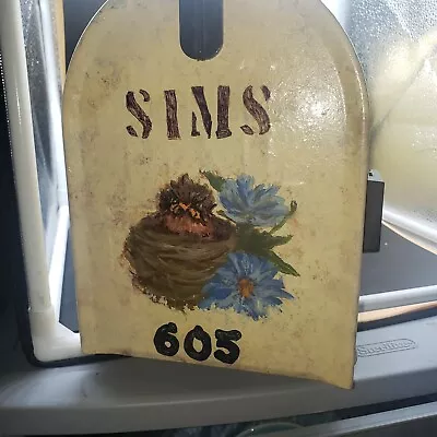 VINTAGE (Sims) RURAL Yellow MAIL BOX W PAINTED BIRDS • $65