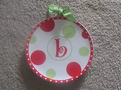 Mud Pie Monogram Initial 'B' Plate 8  Red & Green Dots  Free Shipping • $10.99