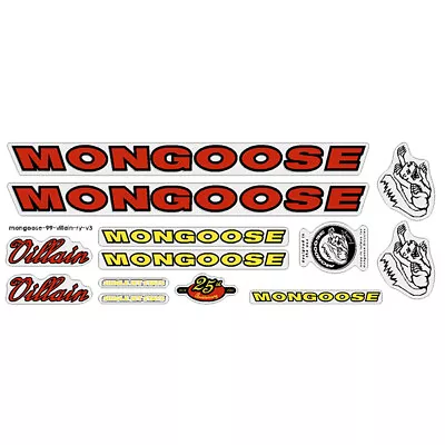 Mongoose - 1999 Villain - For Chrome Frame Decal Set - Old School Bmx • $88