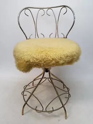 Vintage Adjustable Metal & Fabric Vanity Chair 23  Tall • $6.99